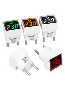方形欧规插头式家用数显交流电压表指示灯 AC230V 220V LED-102