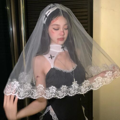 暗黑修女万圣节哥特十字架头饰