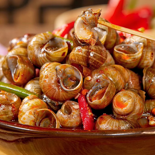 抓鱼的猫香辣爆汁嗦螺夜宵零食开袋即食田螺下酒菜