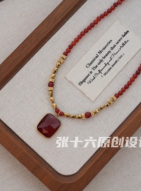 张十六绯红钛钢项链原创手工项链
