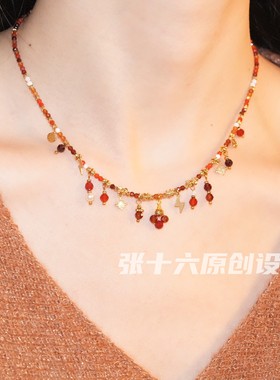 张十六红璎珞百搭毛衣链