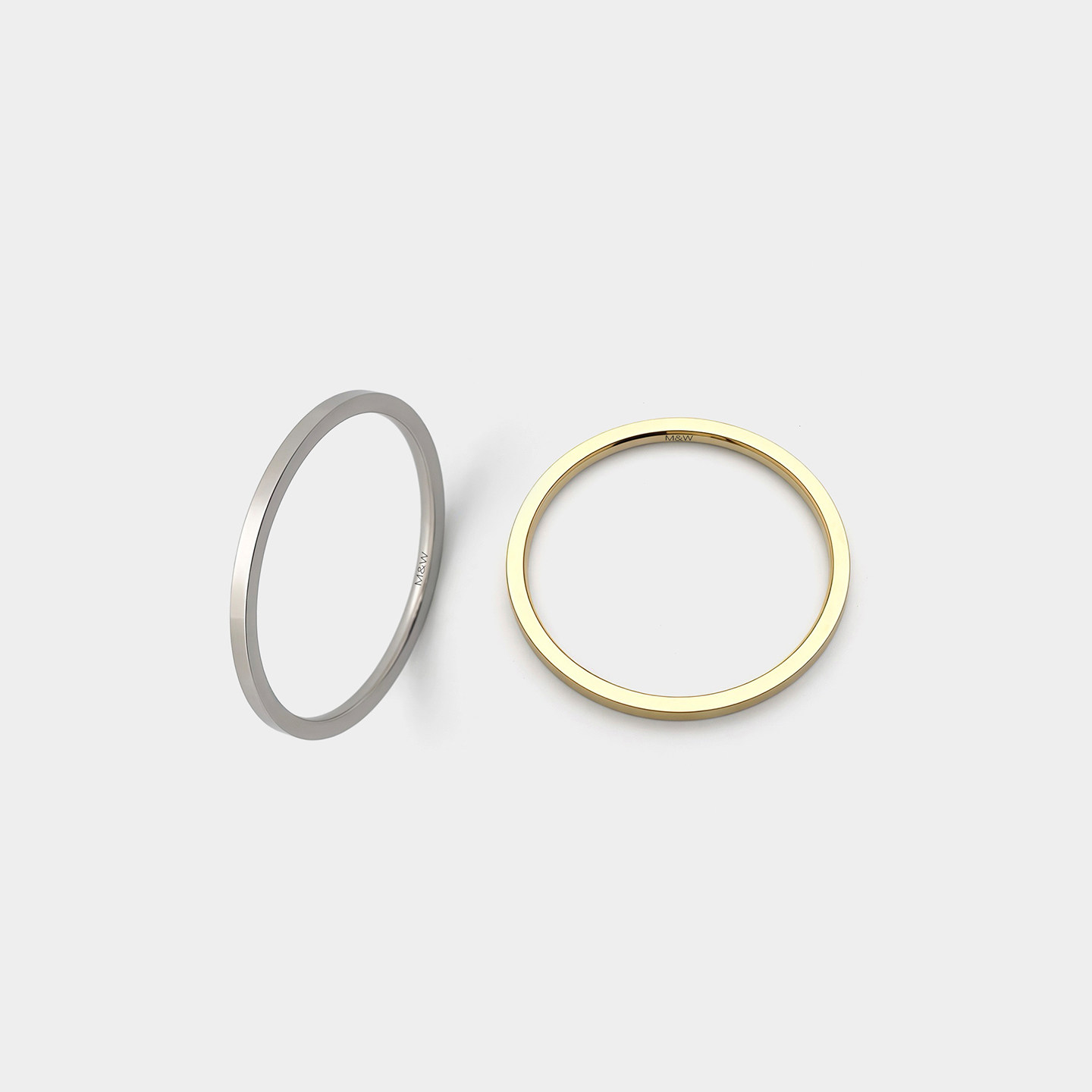 MW18K白金素圈戒指男女小众设计情侣款对戒单身细圈尾戒闭口定制