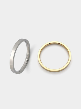 M.W18K白金色素圈男女情侣对戒指