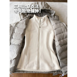 冲锋衣抓绒内胆女秋冬季 摇粒绒外套羽绒服内搭打底上衣加绒厚 修身