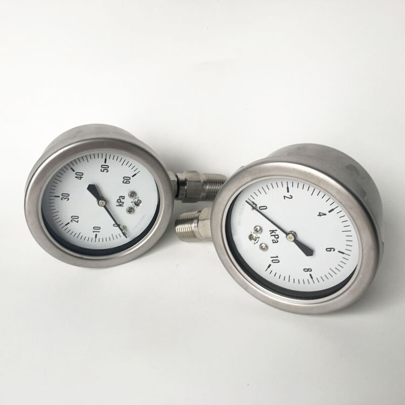 不锈钢膜盒压力表 YE-75H 0-10KPa G3/8径向  微压表 厂家供应