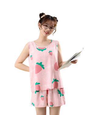 女性薄款棉绸睡衣套装