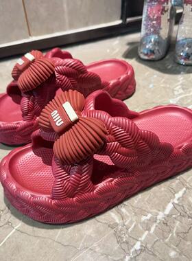 121甜美蝴蝶结厚底新款EVA拖鞋