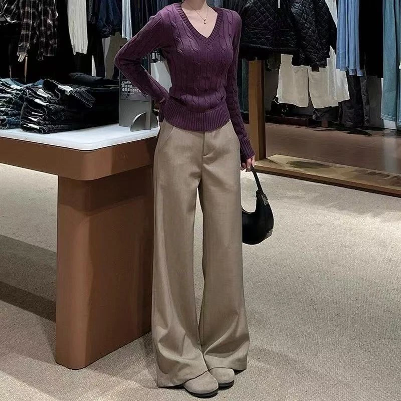 百万时尚女裤工厂店老钱风阔腿裤