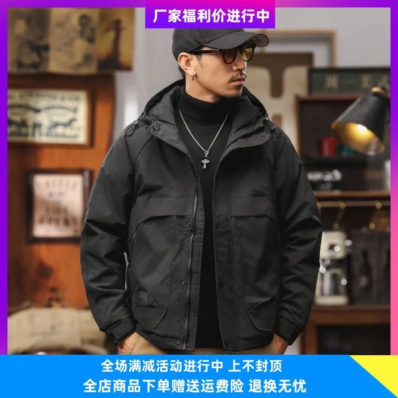 赤单服饰新款外套男夹克加厚加棉连帽宽松休闲冲锋衣棉服外套