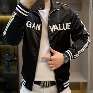 海成之成男装春秋高品质刺绣立领男字母男士立领夹克男士男装潮流