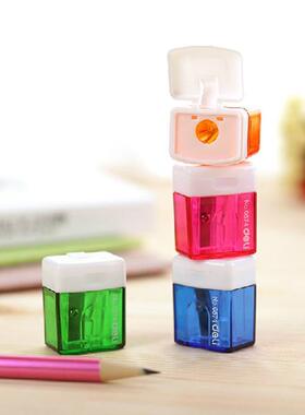 得力 0576 大小双孔卷笔刀 学生削笔刀 迷你转笔刀垃圾桶型卷笔刀