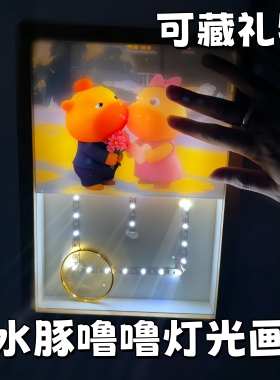 水豚噜噜灯光装饰画送女友