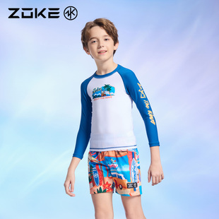 泡温泉男童中大童游泳衣 度假防晒沙滩裤 洲克儿童泳衣新款 分体长袖