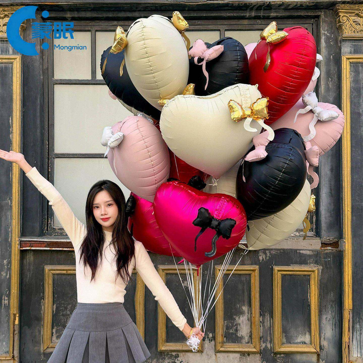 情人节气球新款网红22寸爱心情人节新年飘空铝膜气球蝴蝶结告白求,节庆用品/礼品,气球,淘宝优惠券,粉丝福利购,淘宝优惠卷