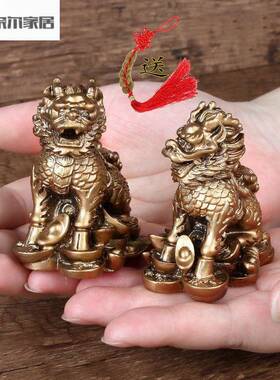 铜麒麟摆件一对 纯铜八卦其林大号客厅玄关门口办公室店铺摆设