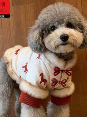 狗狗新年衣服小猫咪新年衣服冬装过年保暖背心背心金渐层布偶猫绒