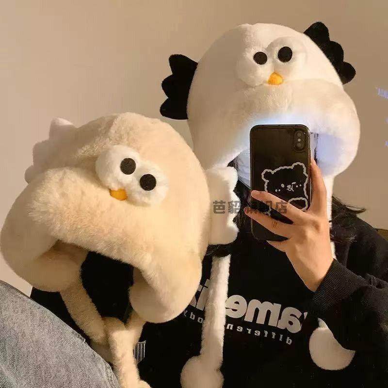 可爱搞怪小鸡帽子女冬季保暖加绒加厚防寒毛茸茸护耳帽新款雷锋帽