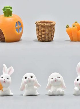 微景观装饰品小兔子日系治愈可爱公仔少女桌面树脂玩偶摆件送礼