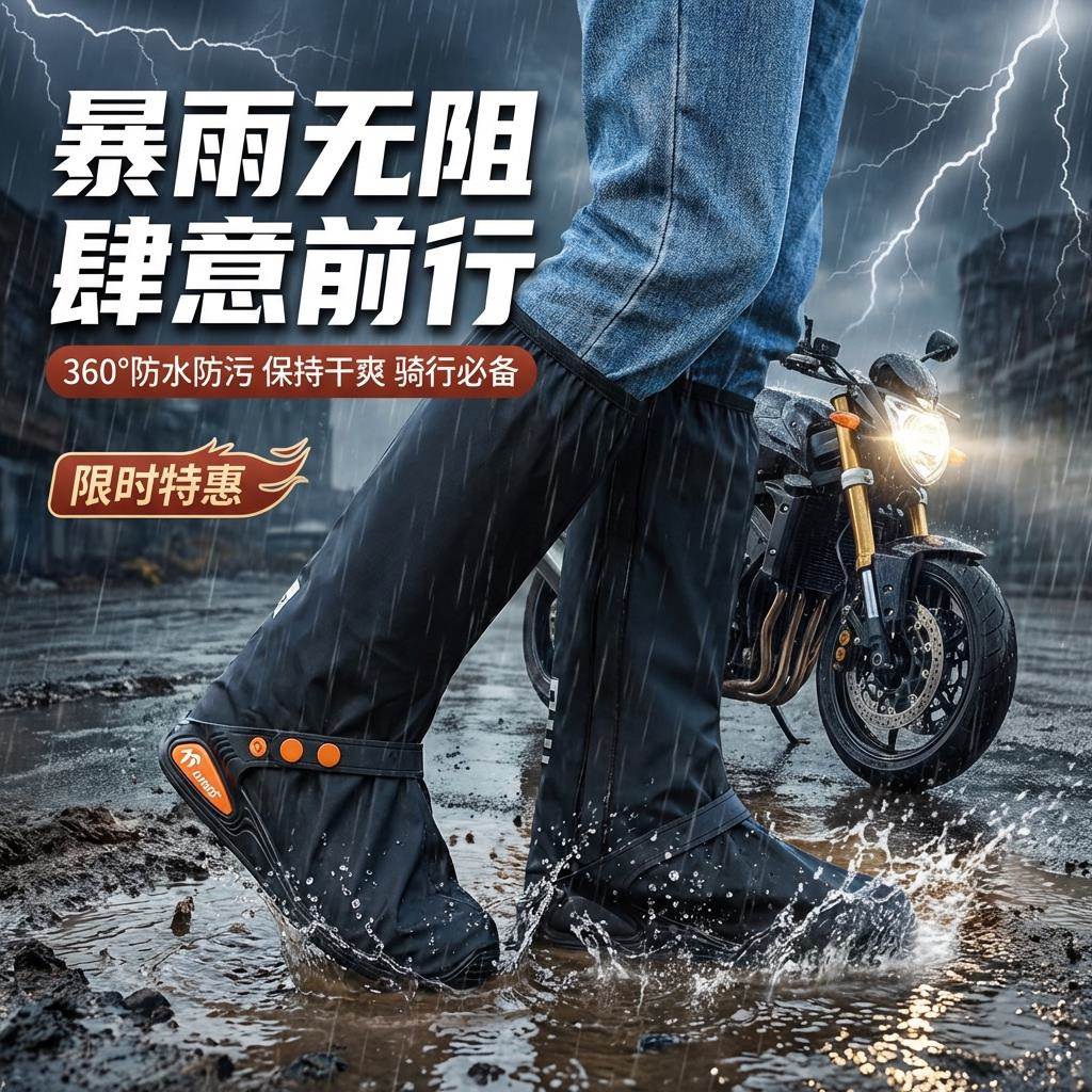 雨鞋外卖骑手专用高筒雨鞋套男女户外骑行防水防雨防滑加厚耐磨图片