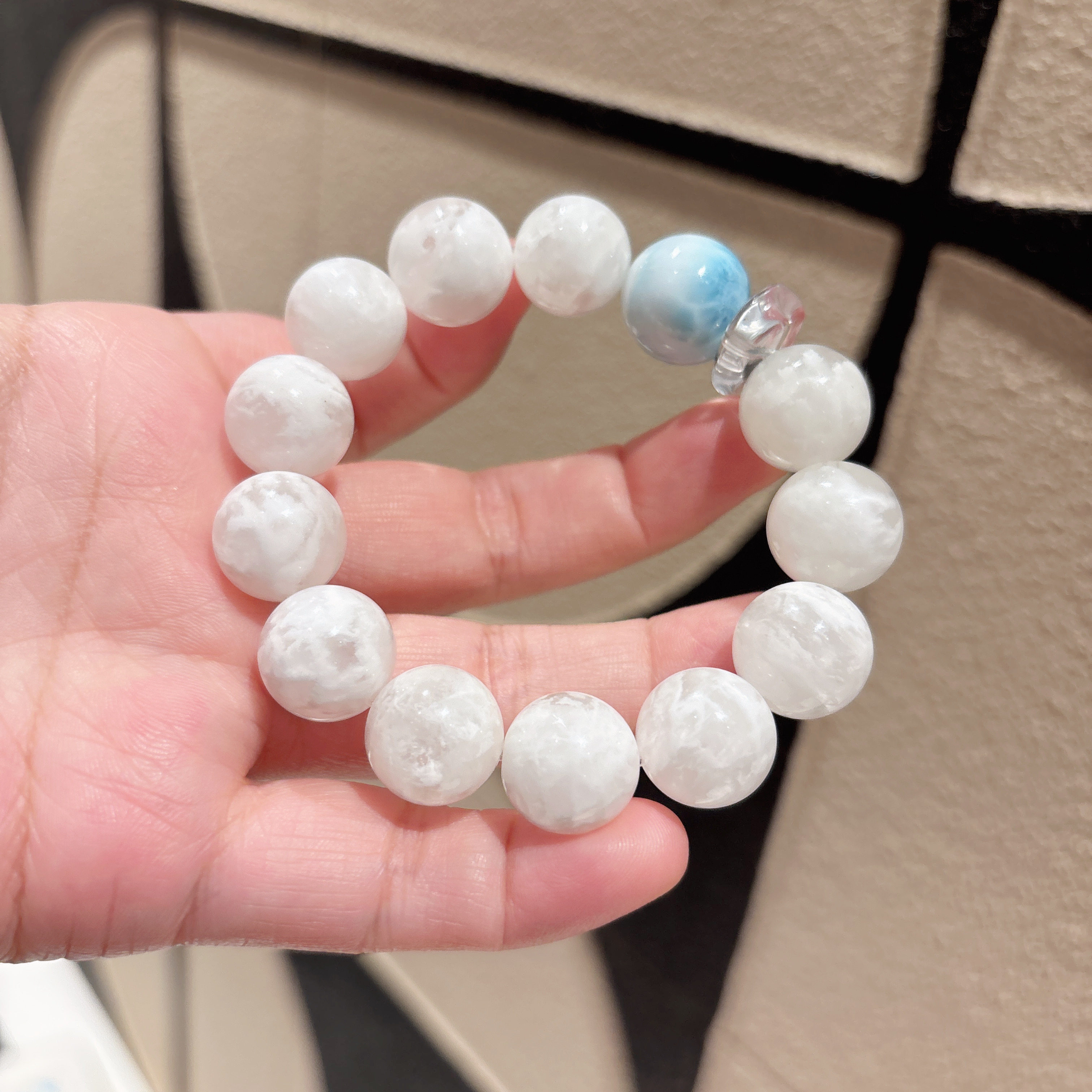 天然水晶白雪花幽灵海纹石手串一物一拍生日礼物闺蜜生日情人节礼