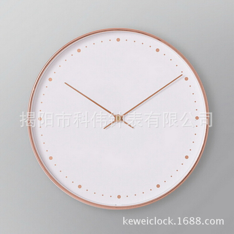 西班牙创意客厅金属挂钟12寸静音时钟欧式简约玻璃钟面时尚挂表