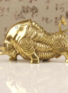 铜铜牛摆件金钱牛摆设金属工艺品十二生肖家居装饰品铜牛