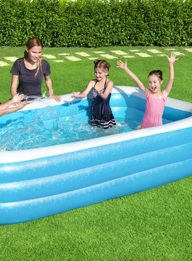 Bestway 54009三环矩形水池 豪华家庭游泳池儿童成人加大充气水池
