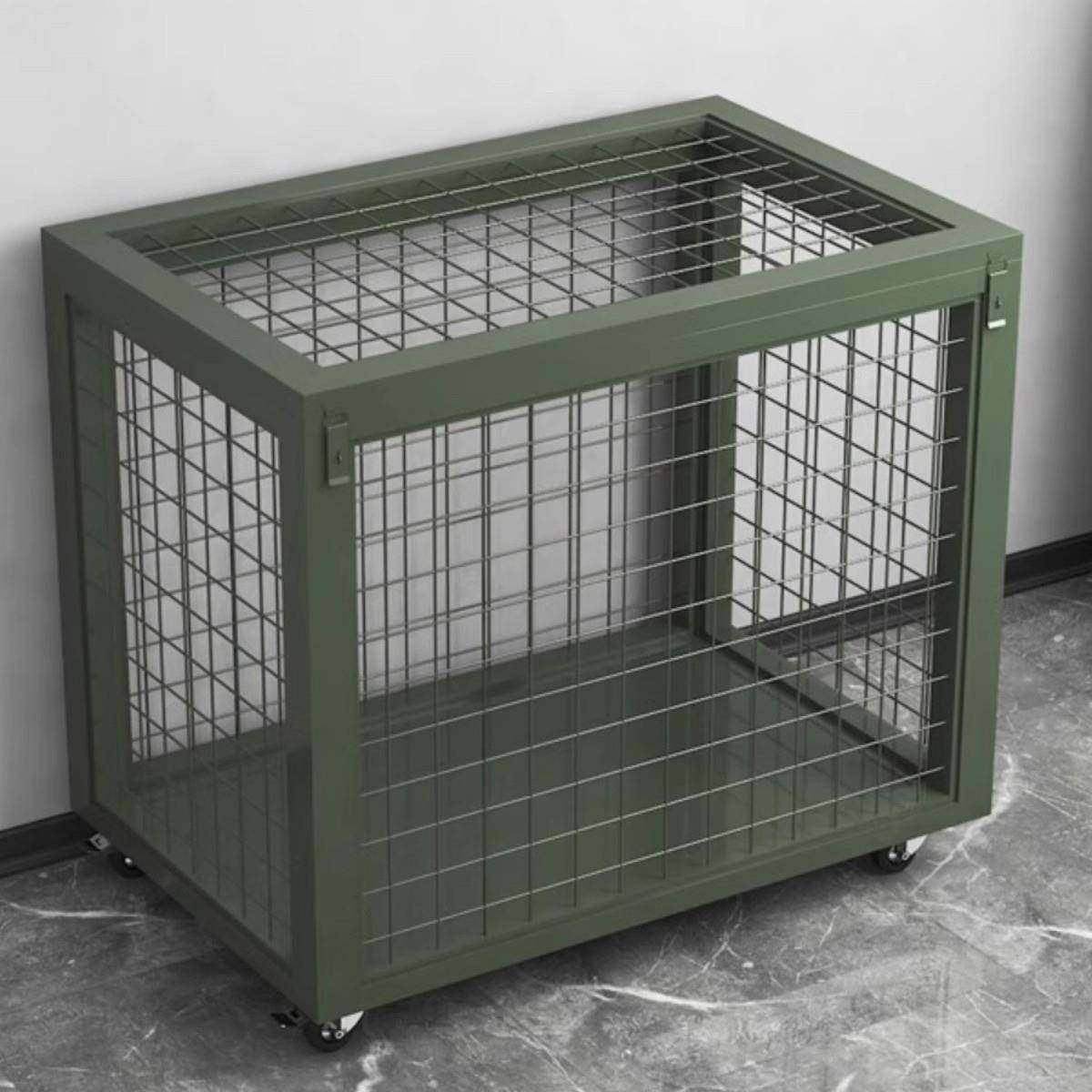 军绿色移动网箱物资周转车带轮双层堆垛折叠装卸车仓储网笼托盘车