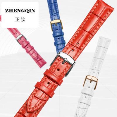 正钦VETOO维途真皮表带 小牛皮手表带女 白色 粉红色适用卡西欧DW