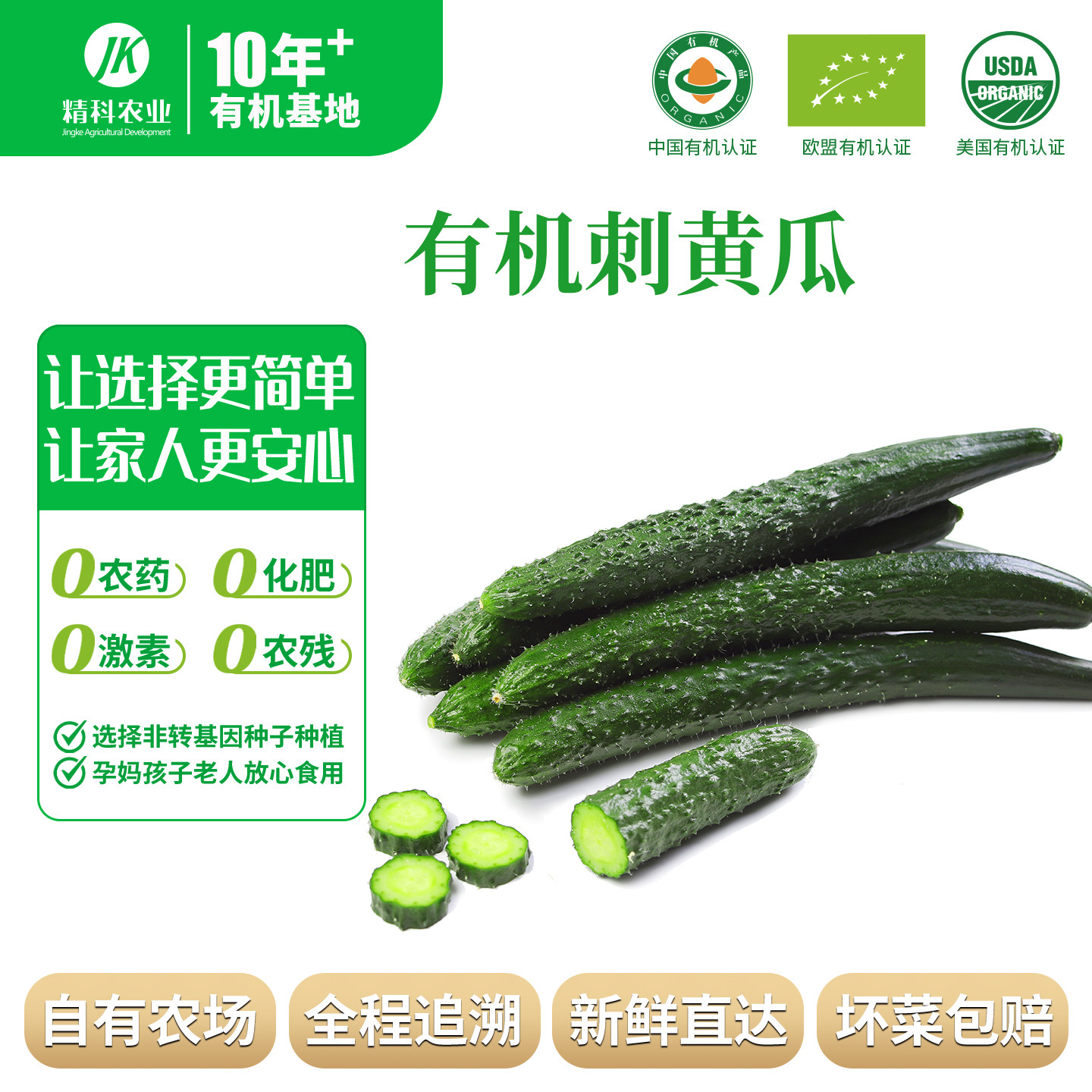 精科有机黄瓜新鲜蔬菜当季现摘现黄瓜