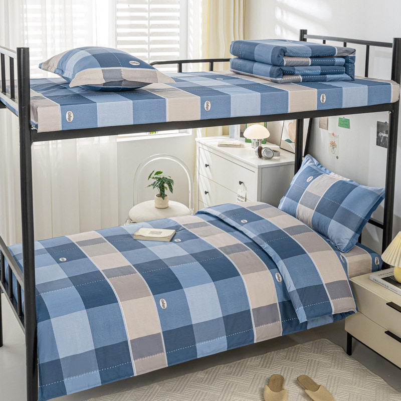 学生宿舍全棉三件套学校职工上下铺床上用品纯棉六件套床单被套