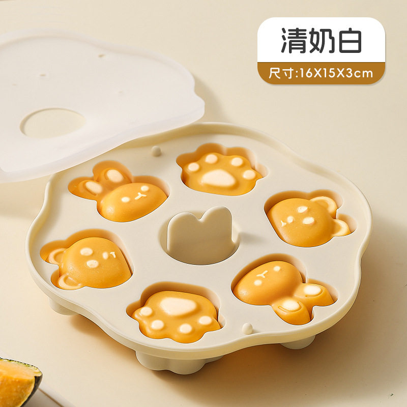 宝宝辅食蒸糕模具婴儿食品接触用级硅胶盒猫爪香肠米糕烘焙工磨具