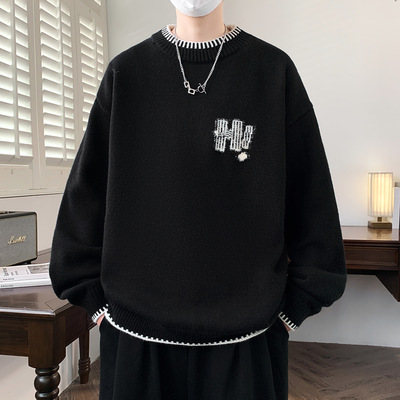 安洋毛衣男款2025秋冬新款内搭保暖打底针织衫青少年套头线衣批发