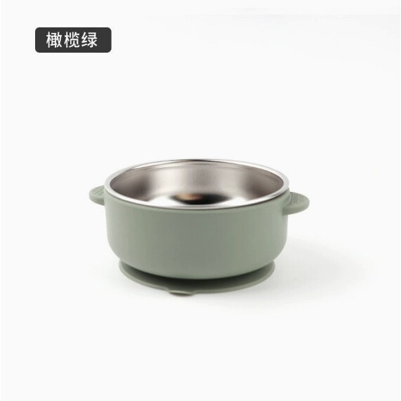 宝宝不锈钢内胆硅胶吸盘辅食碗蒸屉碗儿童婴儿吃饭喝米糊喝粥碗图片