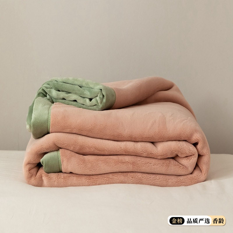 香龄｜牛奶绒盖毯冬季加厚保暖珊瑚绒复合毛毯纯色单双人午休毯子