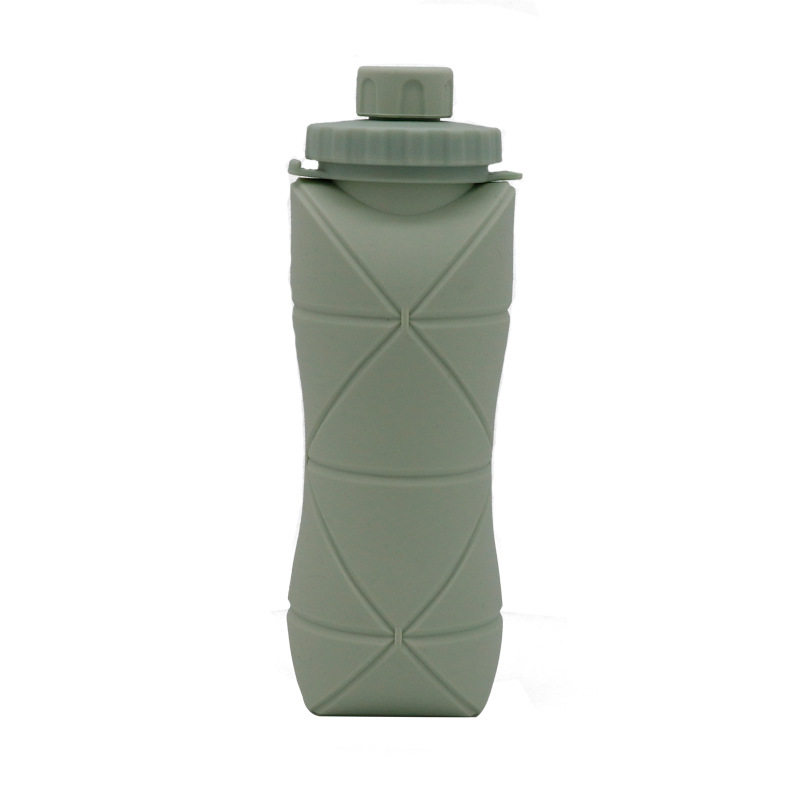 加厚硅胶折叠水杯骑行运动水壶600ml 旅行户外跑步健身伸缩折叠杯