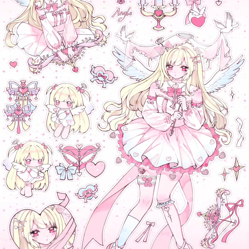 一箩筐人物可爱风少女原创贴纸