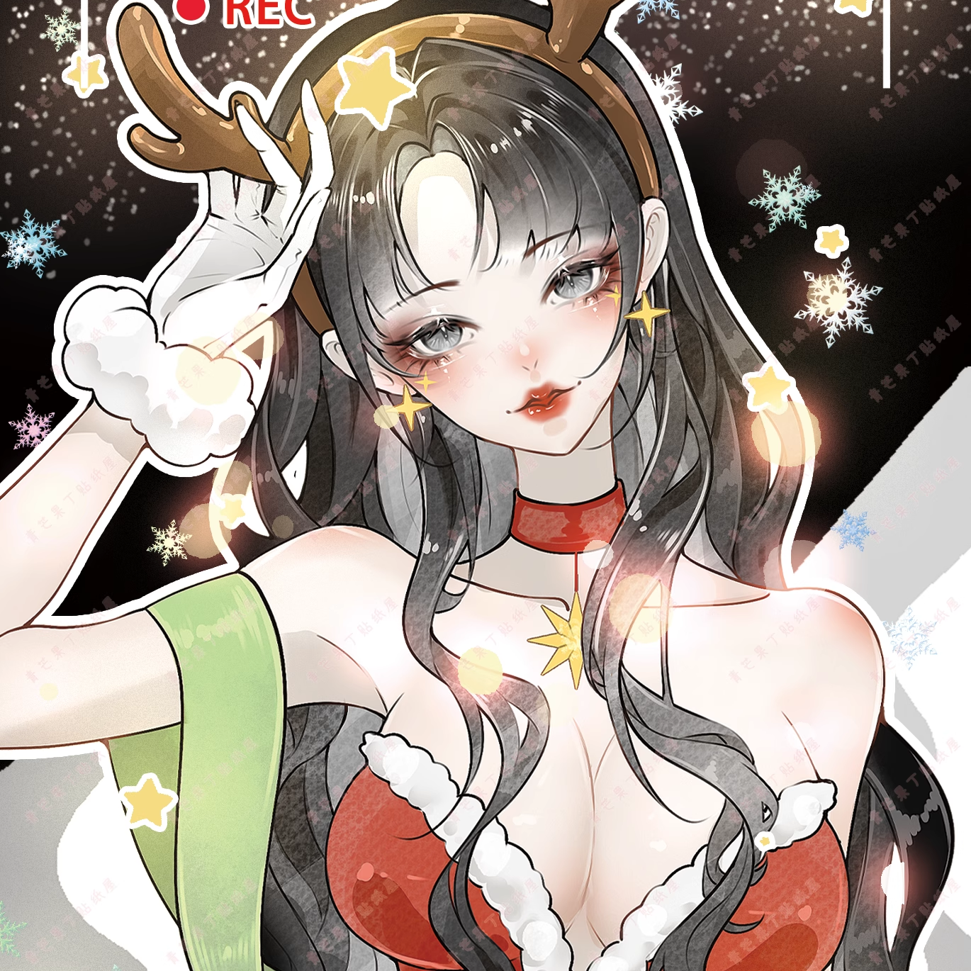 人物封口贴少女性感日系韩系