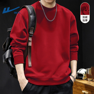 回力红色卫衣男款本命年2026新款加绒加厚马年属马男士新年装上衣