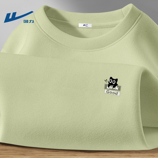 回力德绒打底衫男款冬装圆领秋衣双面加绒套头衫长袖衣服青少年男