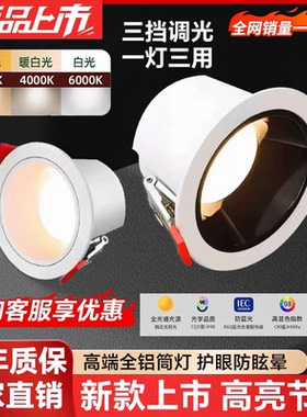 嵌入式深杯防眩筒灯无频闪LED全光谱开孔75-95mm客厅铝材孔灯