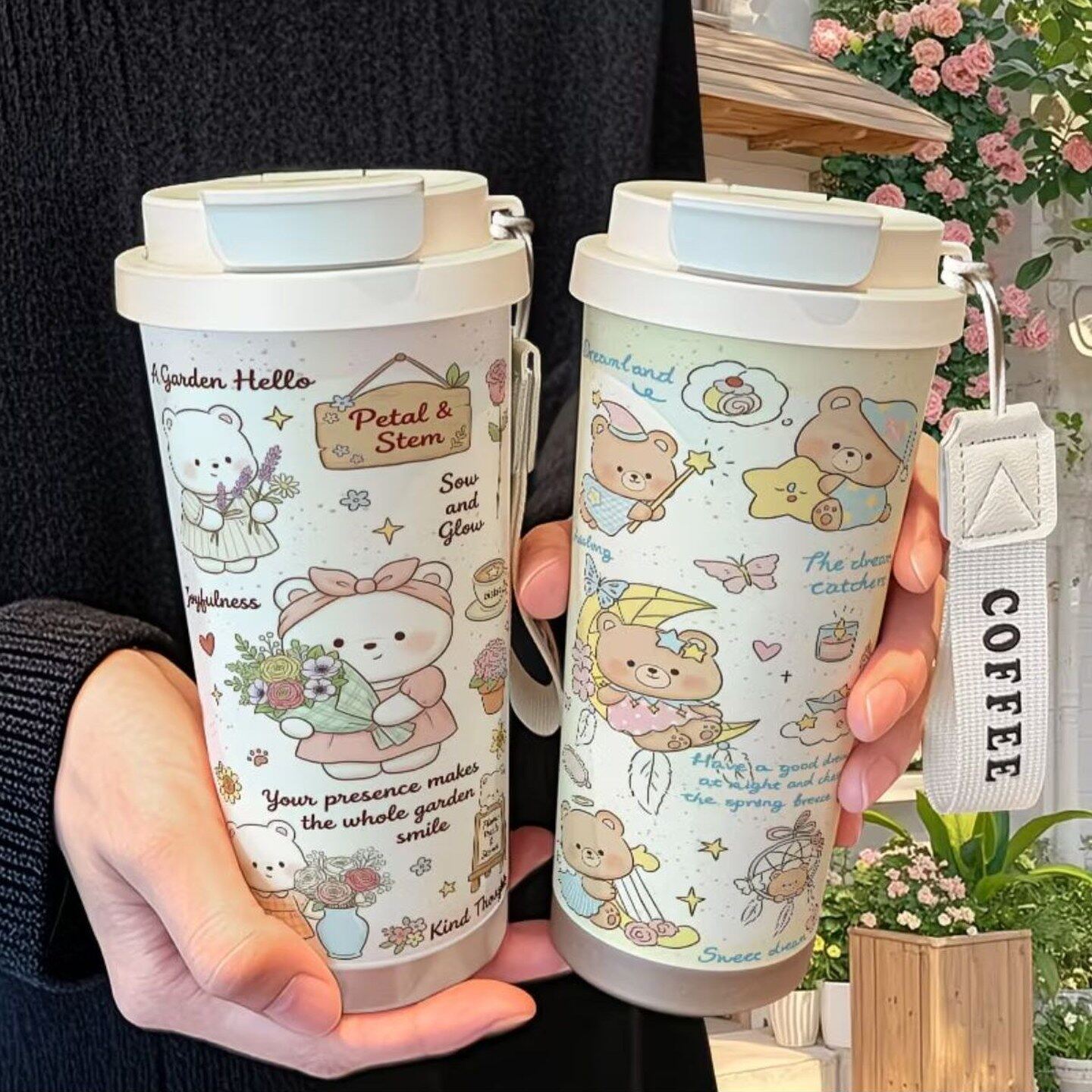 可爱动物保温杯大容量吸