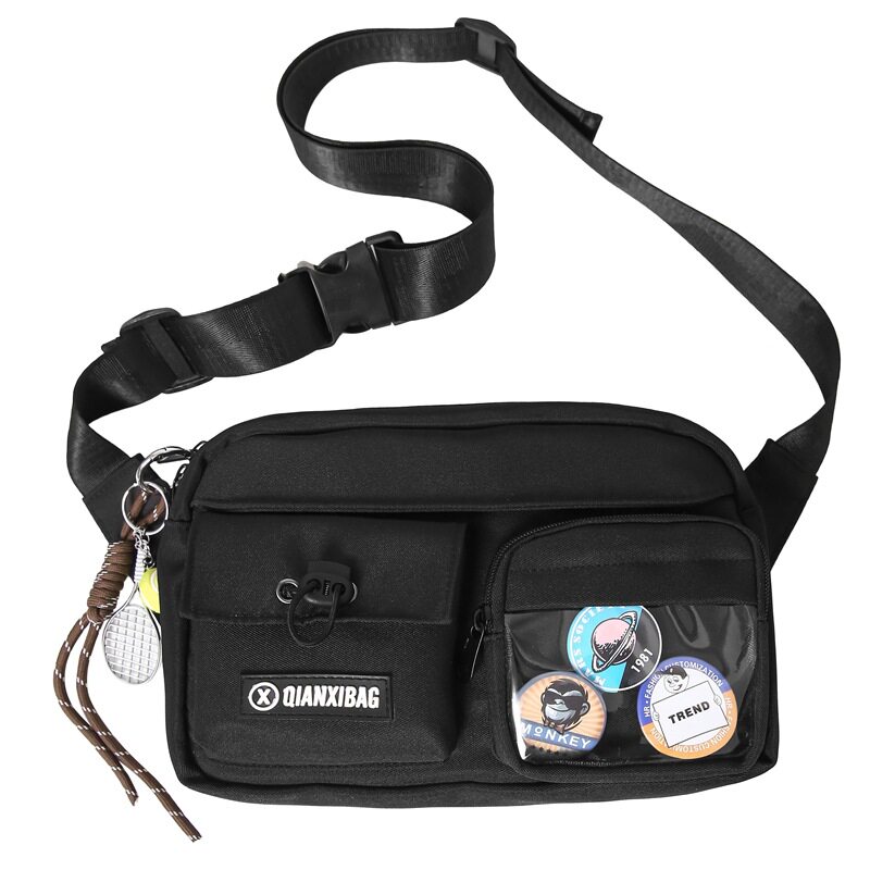 帆布包女斜挎包潮牌高级感情侣单肩包新款大容量男学生背包女双肩