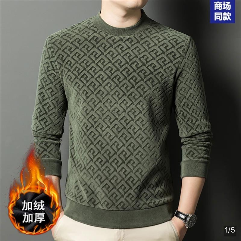 澜袖甄选男装2025冬季新款加绒奥粒绒保暖长袖男士休闲一体绒卫衣