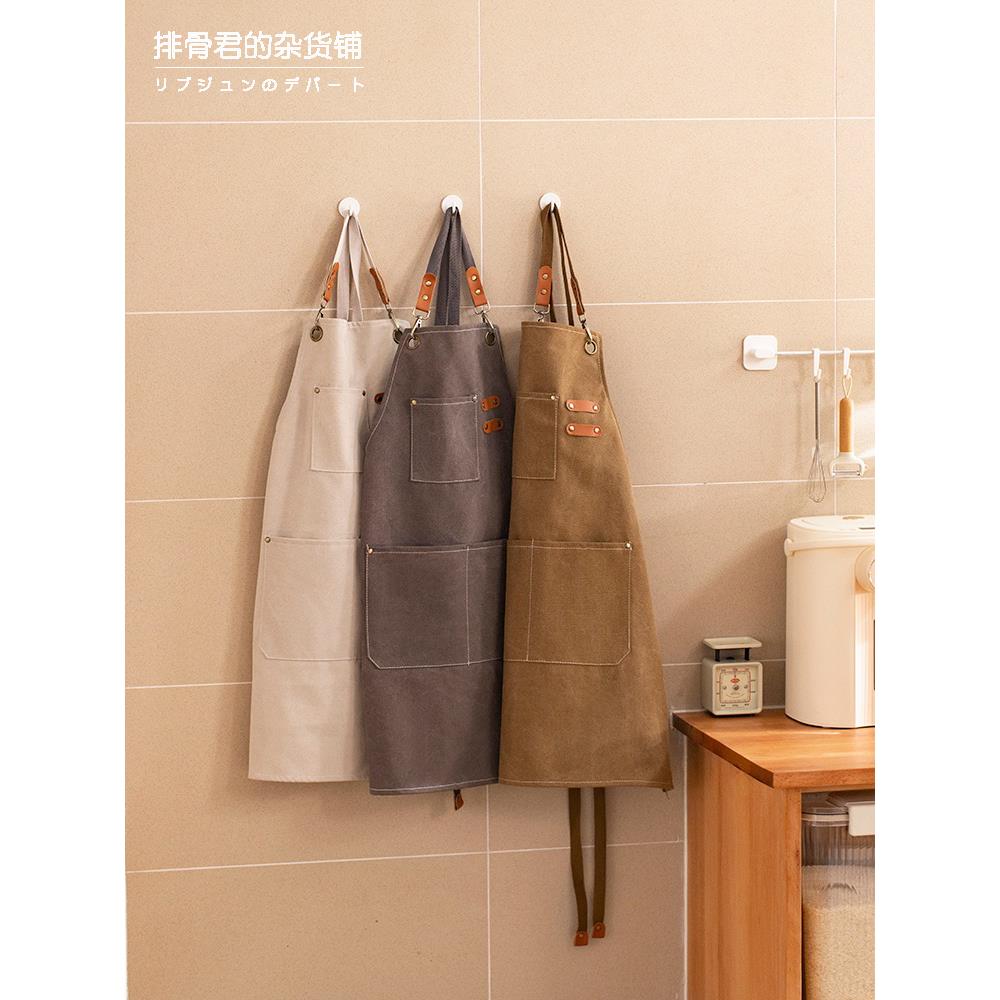 帆布围裙防水厨房家用咖啡店工作服男女餐饮上班专用防油加厚耐磨