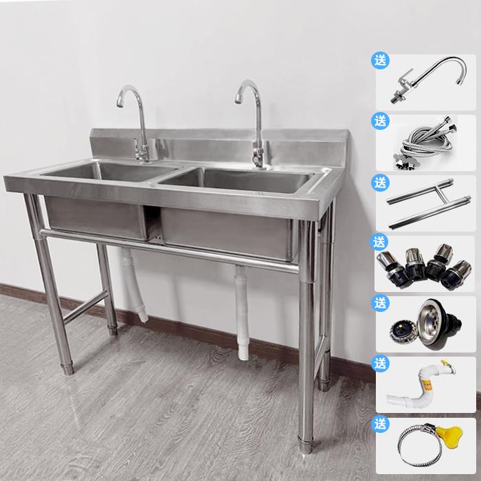 商用水池洗菜盆单水槽单眼单水槽不锈钢水槽厨房洗碗池带支架带龙