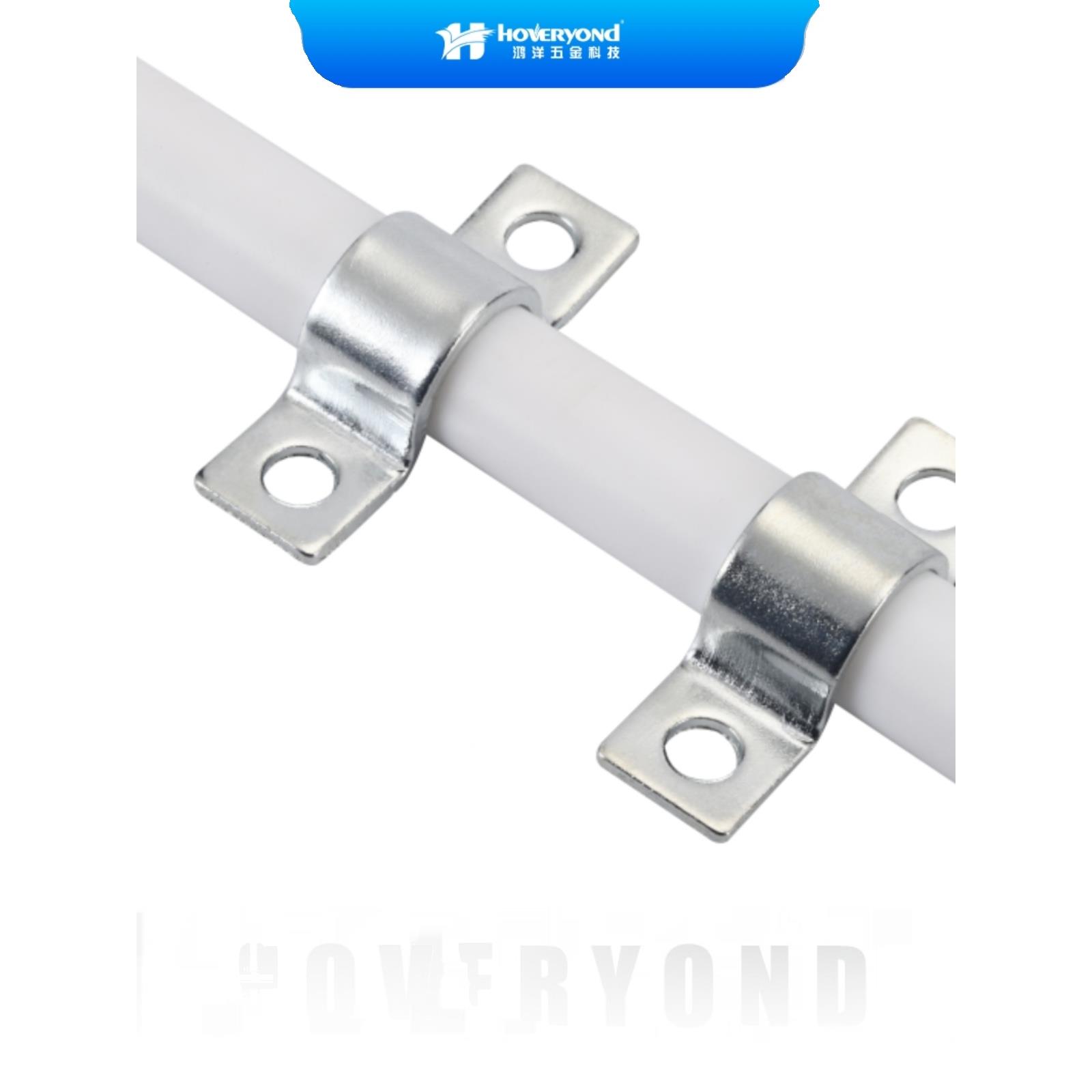 鸿洋/K02双孔单管卡 碳钢骑马卡仪表卡双孔镀锌欧姆卡加厚U型卡