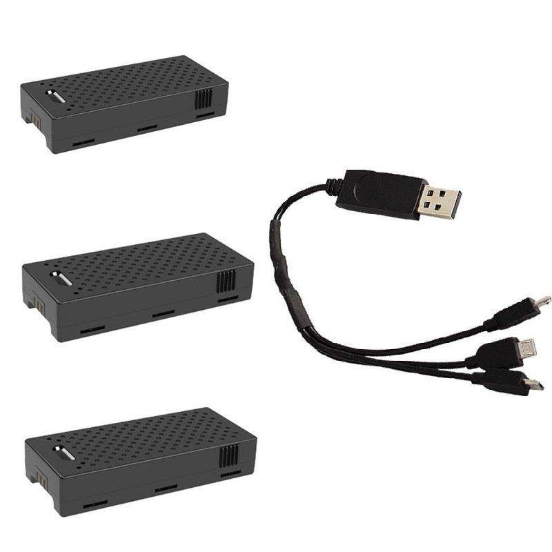 FIREFOX C129 C129V2直升机配件3.7V 350mAh USB充电器一充三电池