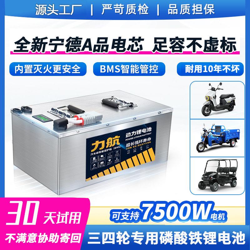 宁德磷酸铁锂电池60v72伏大容量动力三轮车电瓶四轮车专用48伏