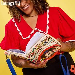 Loungefly迪士尼米老鼠米奇米妮布鲁托周边日记本斜挎包式 手账本